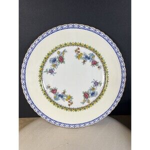 1930s Minton No.2439 10 Dinner Plates Floral with Blue Border  - Ships No Cost